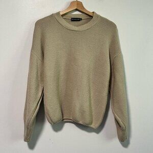 PrettyLittleThing Beige Knit Crewneck Sweater - Size M